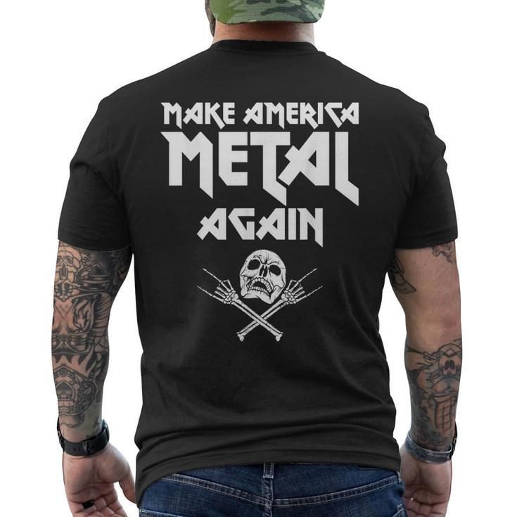 Make America Metal Again Skull Rock And Roll Heavy Music Men's T-shirt Back Print
