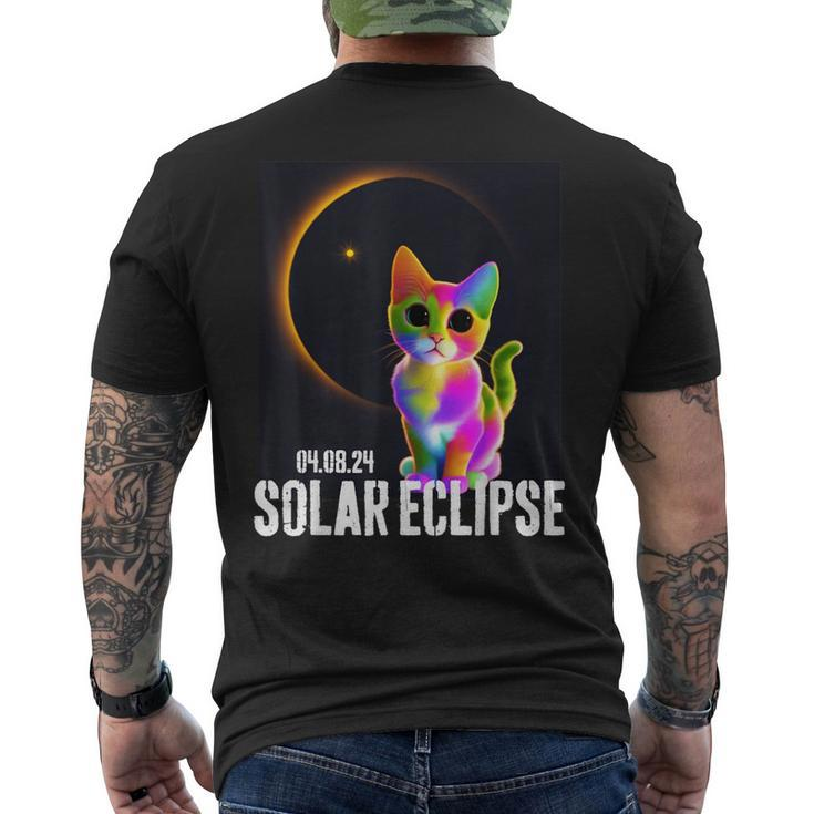 America Totality 04 08 24 Total Solar Eclipse 2024 Cute Cat Men's T-shirt Back Print