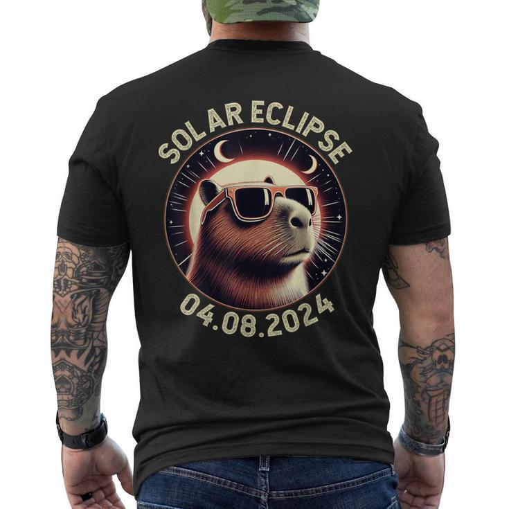 America Totality 40824 Retro Capybara Solar Eclipse 2024 Men's T-shirt Back Print