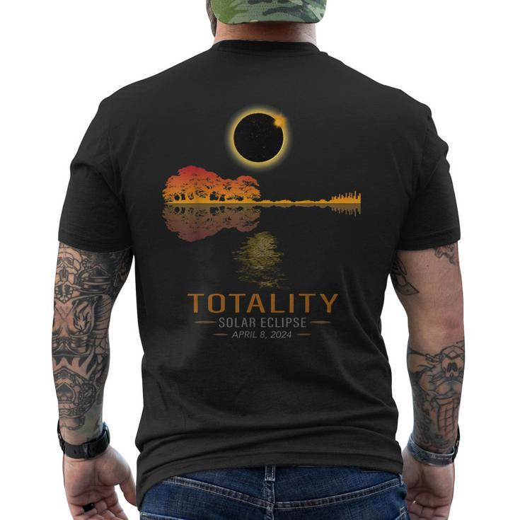 America Totality Spring 4 08 24 Total Solar Eclipse Guitar Men's T-shirt Back Print