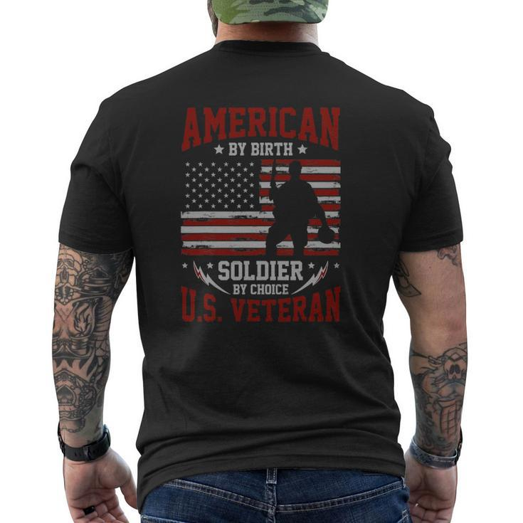 American By Birth Soldier By Choice Us Veteran Mens Back Print T-shirt