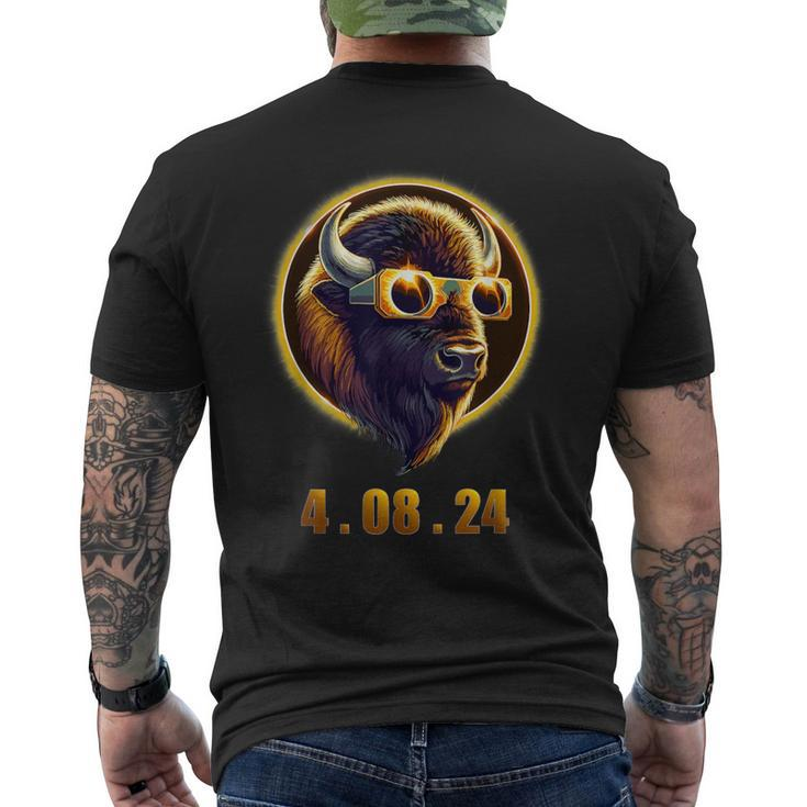 American Bison Buffalo Wearing Glasses Solar 2024 Eclipse Men's T-shirt Back Print