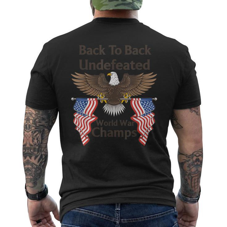 American Eagle Flag Back-To-Back-Undefeated-World-War-Champs Men's T-shirt Back Print
