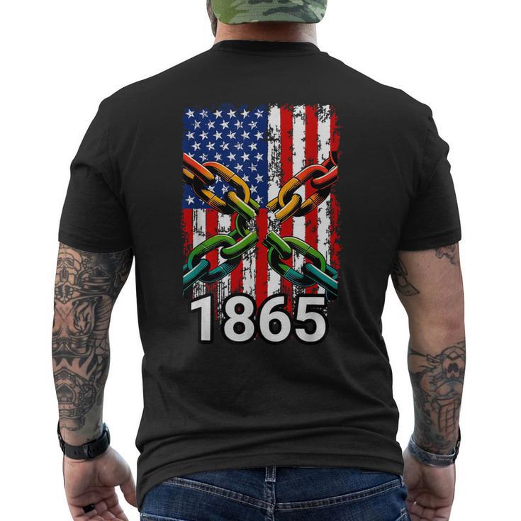 American Flag 1865 Broken Chain Junenth Men's T-shirt Back Print