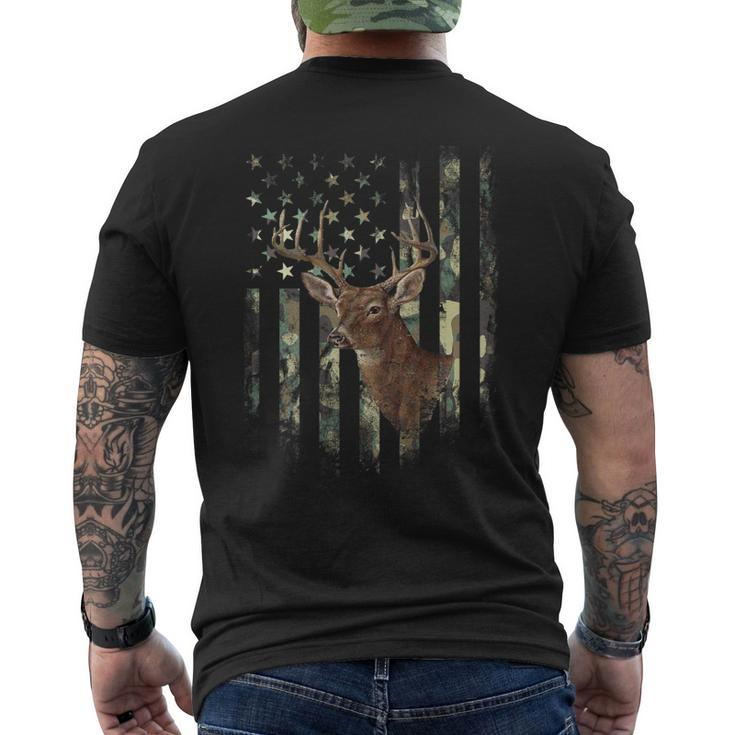 American Flag Print On The Back Deer Hunting Camo Men's T-shirt Back Print