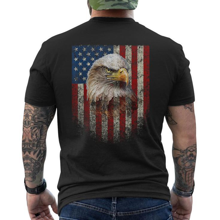 American Flag Bald Eagle Patriotic Red White Blue Men's T-shirt Back Print