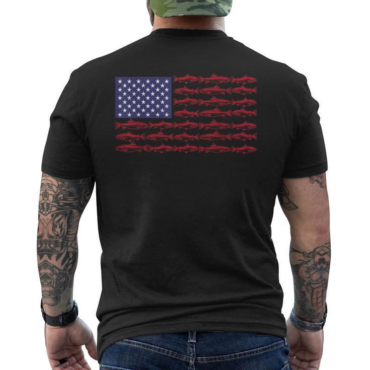 American Flag Bass Fishing Patriotic Kid Boy Youth Women Men's T-shirt Back  Print