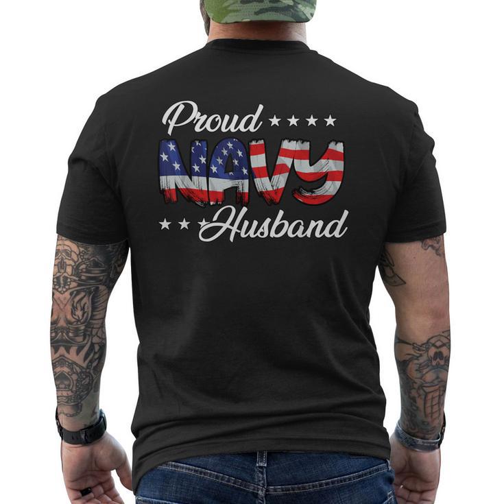 American Flag Bold Proud Navy Husband Men's T-shirt Back Print