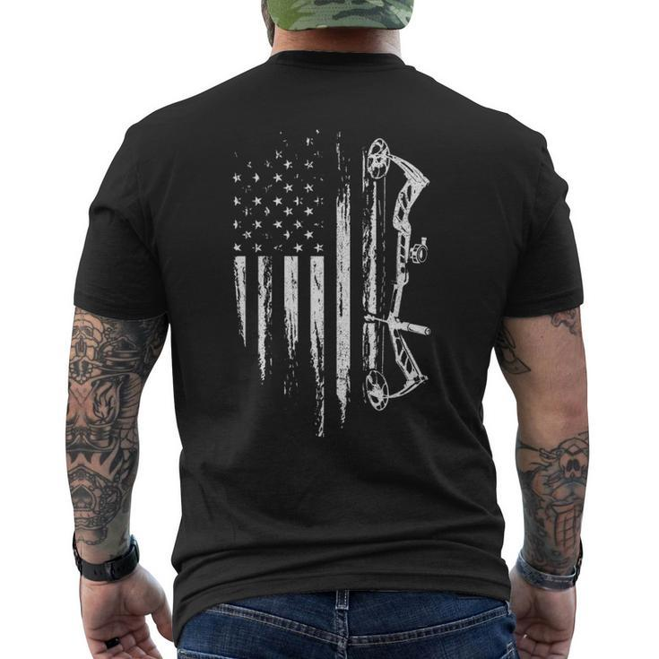American Flag Bowhunting Bow Archery For Deer Hunter Men's T-shirt Back Print