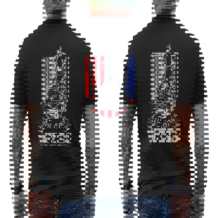 American Flag Dads Against Weed Lawn Mowing Fathers Men's T-shirt Back Print