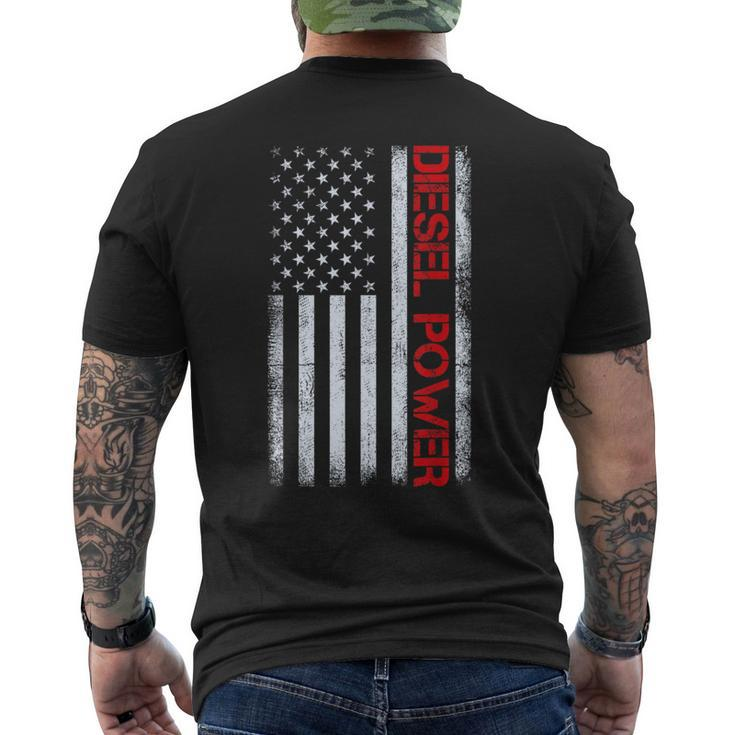 American Flag Diesel Powered Mechanic Vintage Truck Driver Men's T-shirt Back Print