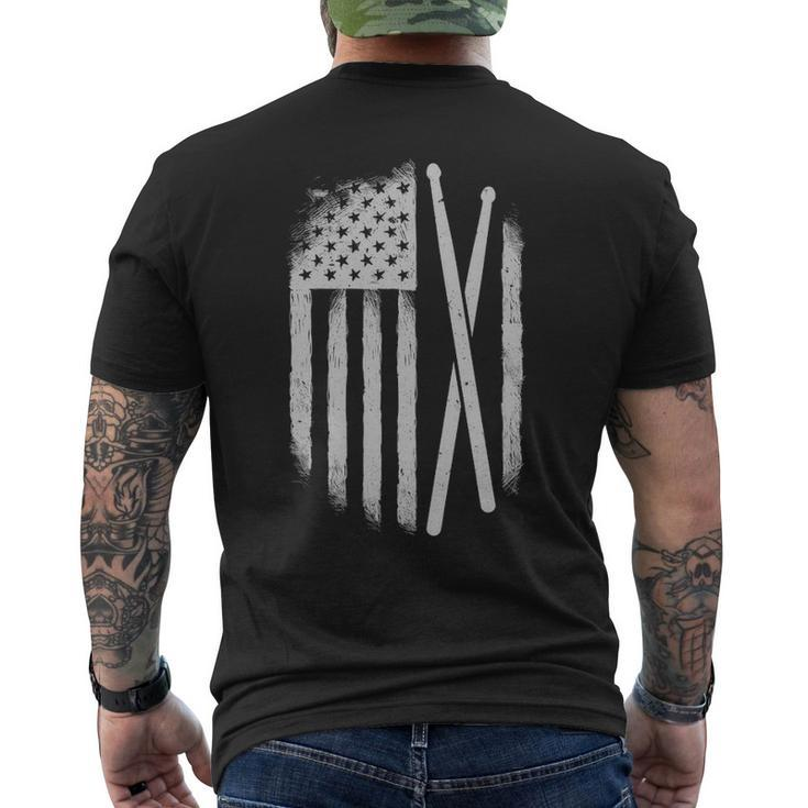 American Flag Drumsticks Usa Drummers Vintage Drum Sticks Men's T-shirt Back Print