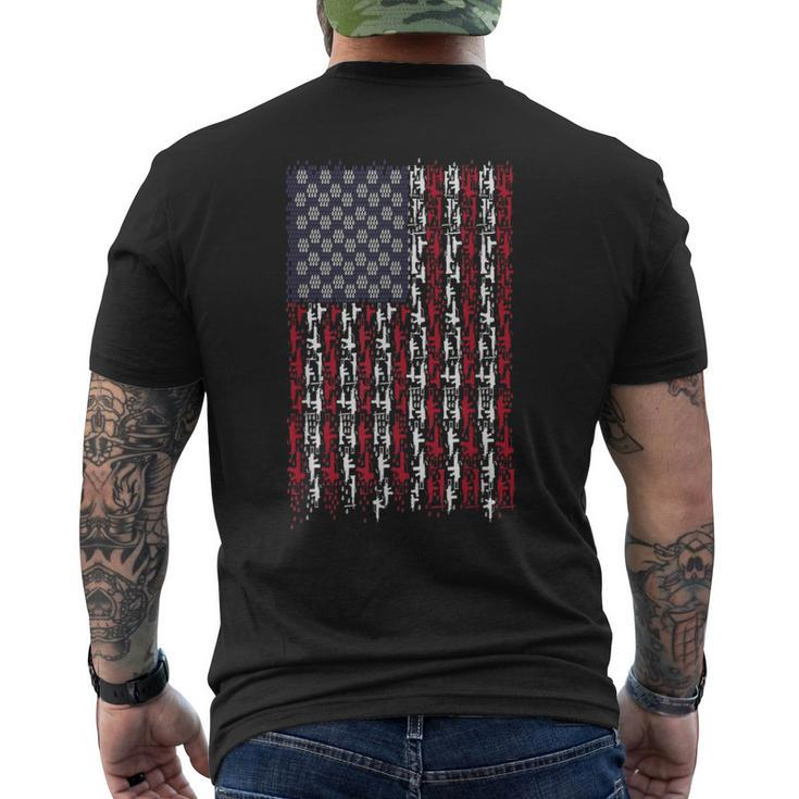 American Flag Guns Grenades Rifles Weapons Freedom Men's T-shirt Back Print
