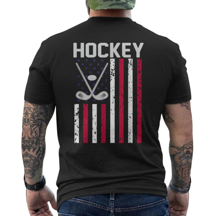 American Flag Hockey Apparel 4Th July Boys Father's Day Men's T-shirt Back Print