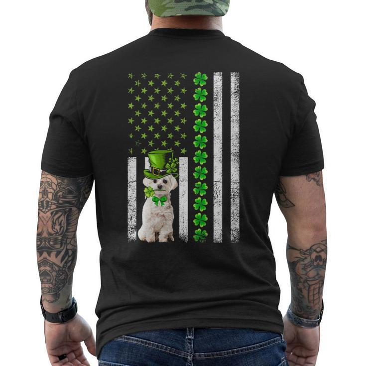 American Flag Maltese Dog St Patricks Day Men's T-shirt Back Print