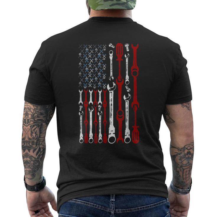American Flag Mechanic Patriotic Mechanic Usa Flag Men's T-shirt Back Print