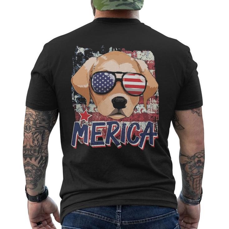 American Flag Merica Labrador Retriever 4Th Of July Boys Men's T-shirt Back Print