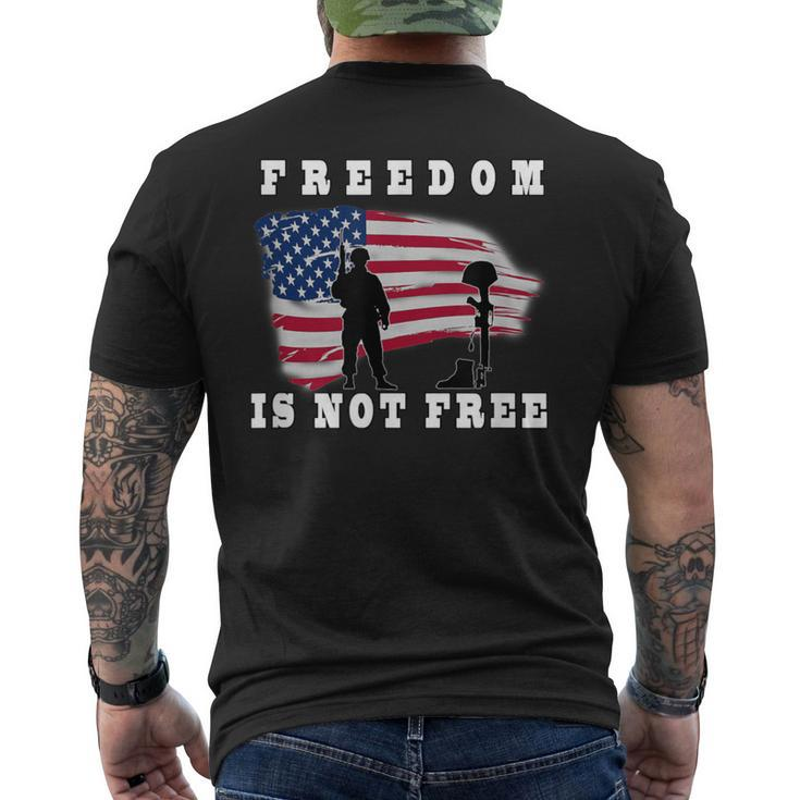 American Flag T Freedom Is Not Free Men's T-shirt Back Print