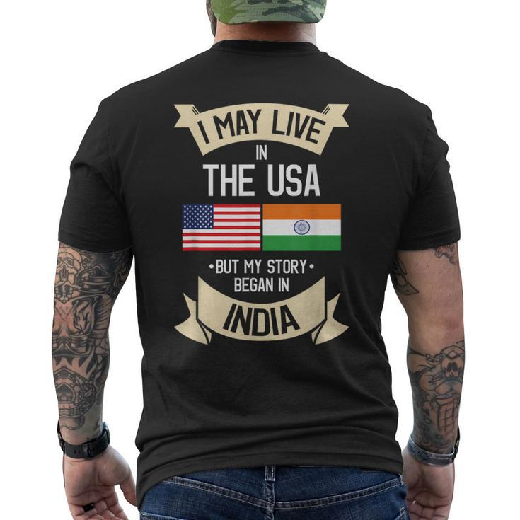 American Flag Uad Indian India Roots Men's T-shirt Back Print