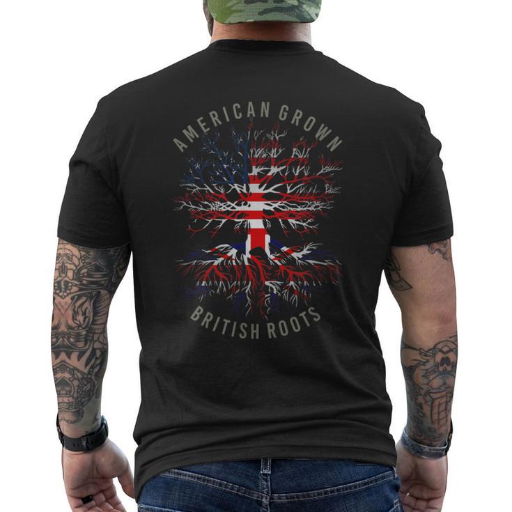 American Grown British Roots Usa Great Britain Flag Heritage Men's T-shirt Back Print