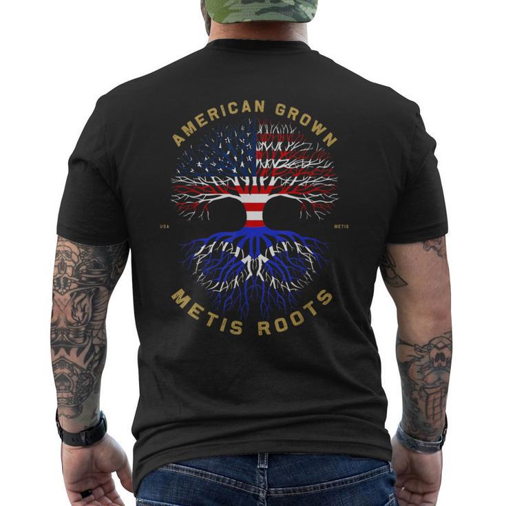 American Grown With Metis Roots Tree Usa Flag Unique Men's T-shirt Back Print