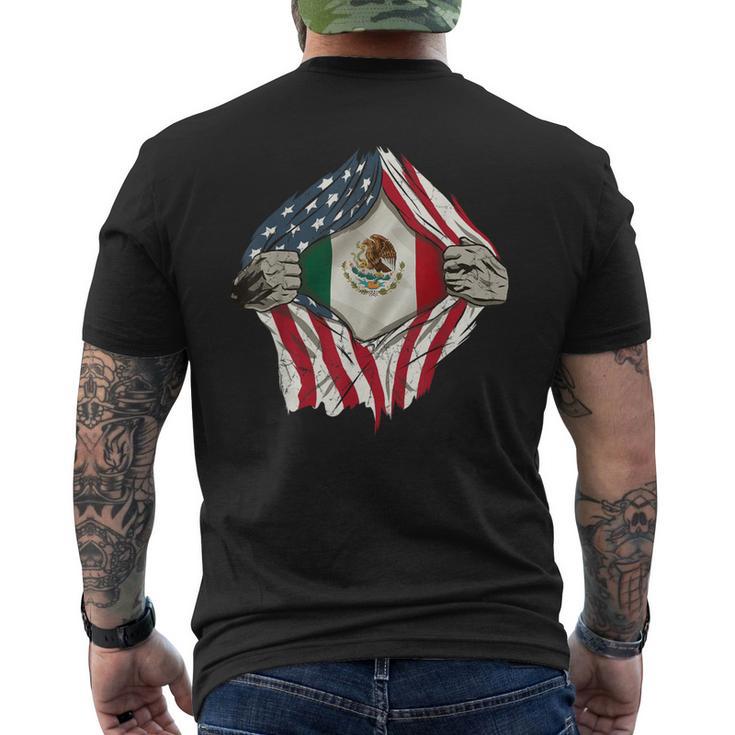 American Grown Mexican Roots Usa Mexico Flag Love Men's T-shirt Back Print