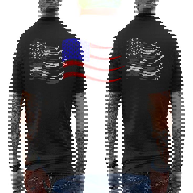 American Patriotic Fighter Jets Usa Flag Waving 4Th Of July Men's T-shirt Back Print