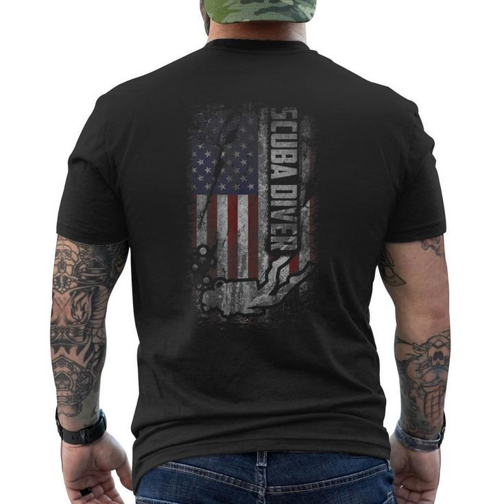 American Scuba Diving Patriot Usa Flag Scuba Diver Men's T-shirt Back Print