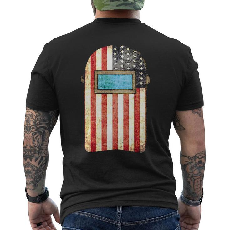 American Welder Us Flag Welding Hood  Men's T-shirt Back Print