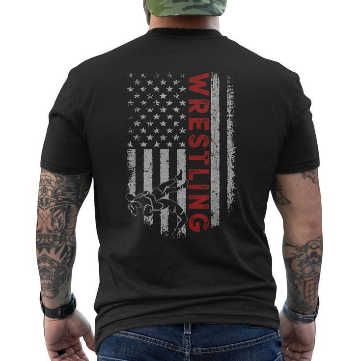 American Wrestling Apparel Us Flag Wrestling For Wresters Men's T-shirt Back Print