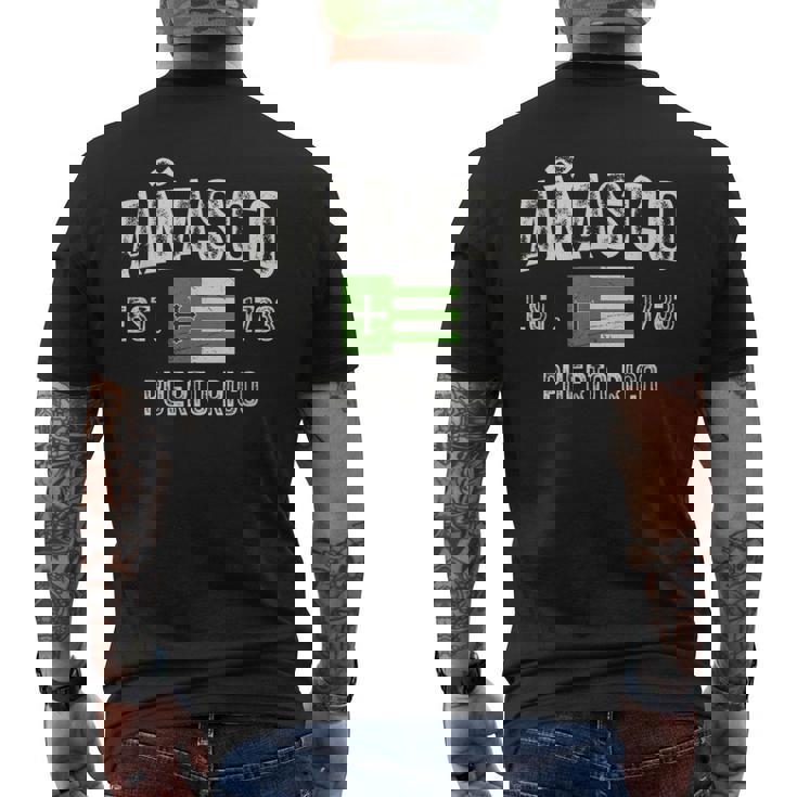 Añasco City In Puerto Rico Est 1733 Puerto Rico Flag Men's T-shirt Back Print Añasco City In Puerto Rico Est 1733 Puerto Rico Flag Men's T-shirt Back Print