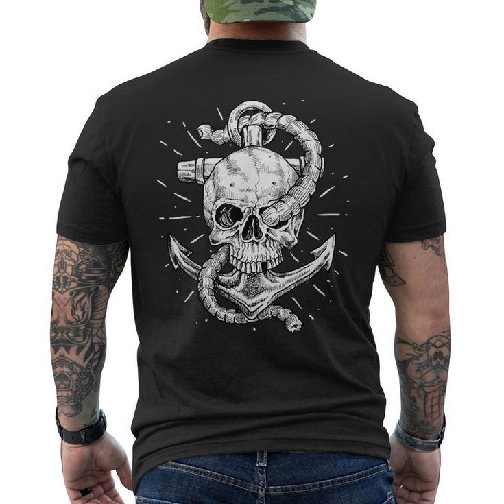Anchor And Skull Boat Captain Maritime Skeleton Men's T-shirt Back Print