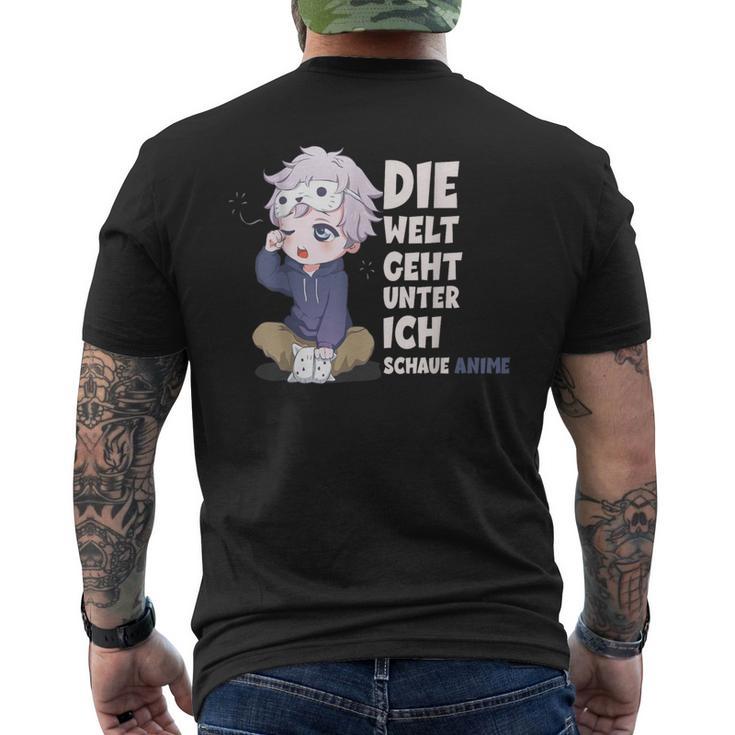 Anime Die Welt Geht Unter Ich Schaue T-Shirt mit Rückendruck