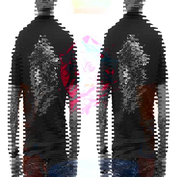 Anime Manga Cyberpunk Aesthetic Techwear Harajuku Wolf Camiseta Hombre Estampado Espalda