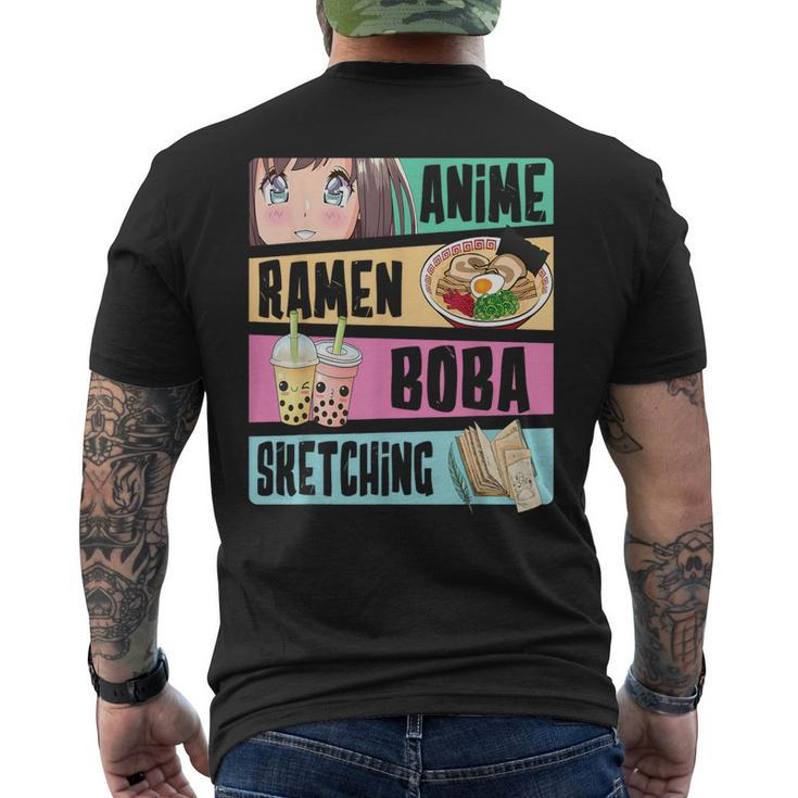 Anime Ramen Boba Sketching Kawaii Anime Lover Merch Men's T-shirt Back Print