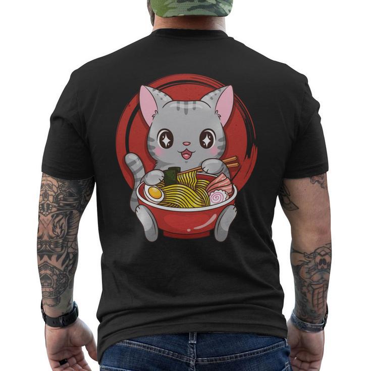 Anime Ramen Cats Kawaii Neko Men's T-shirt Back Print