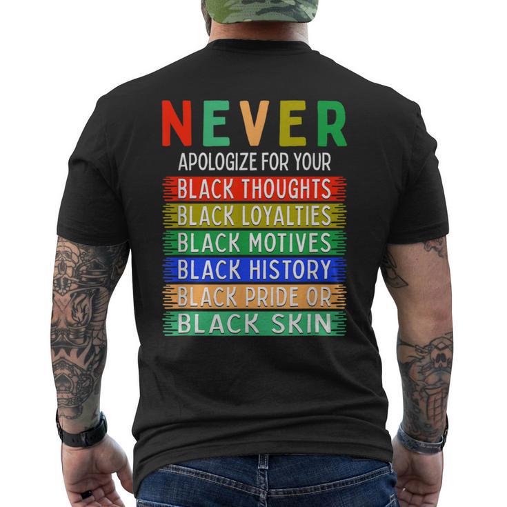 Never Apologize For Your Blackness Black History Month Men's T-shirt Back Print