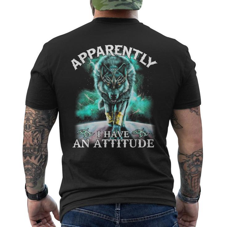 Apparently I Have An Attitude Wolf Men's T-shirt Back Print