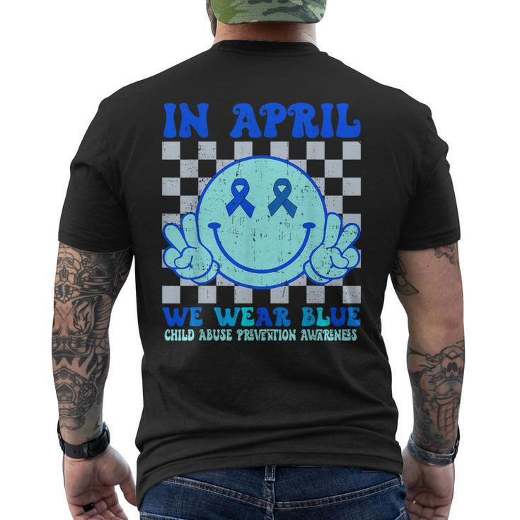 In April We Wear Blue Child Abuse Prevention Awareness Men's T-shirt Back Print