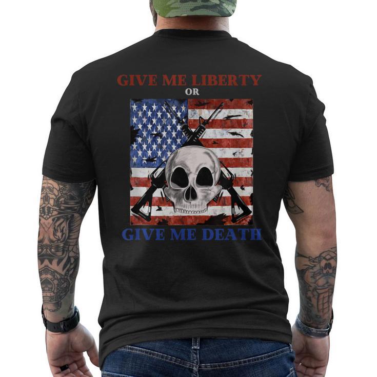 Ar-15 Give Me Liberty Or Give Me Death Skull Men's T-shirt Back Print