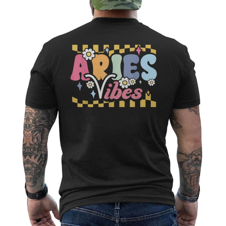 Aries Vibes Zodiac March April Birthday Astrology Groovy Men's T-shirt Back Print
