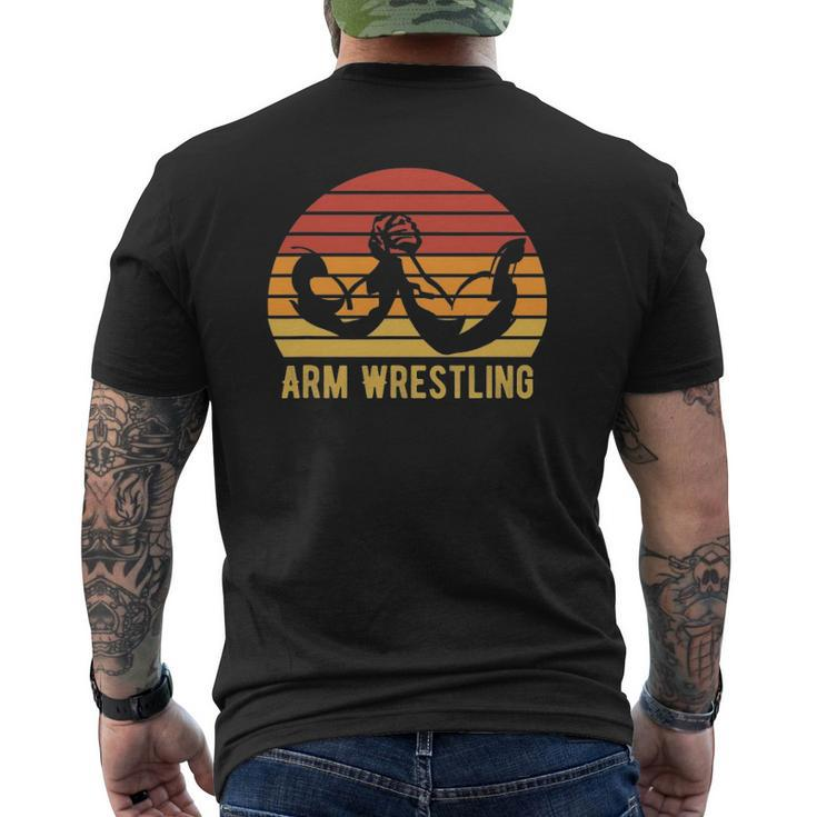 Arm Wrestling Retro Vintage Arm Wrestling Game Lovers Mens Back Print T-shirt