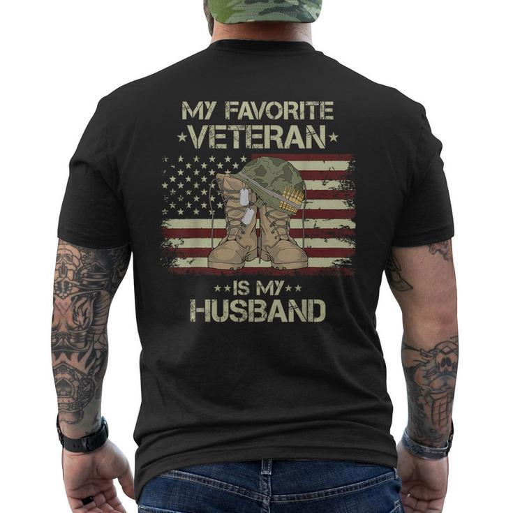 Army Veterans Day My Favorite Veteran Is My Husband Men's T-shirt Back Print