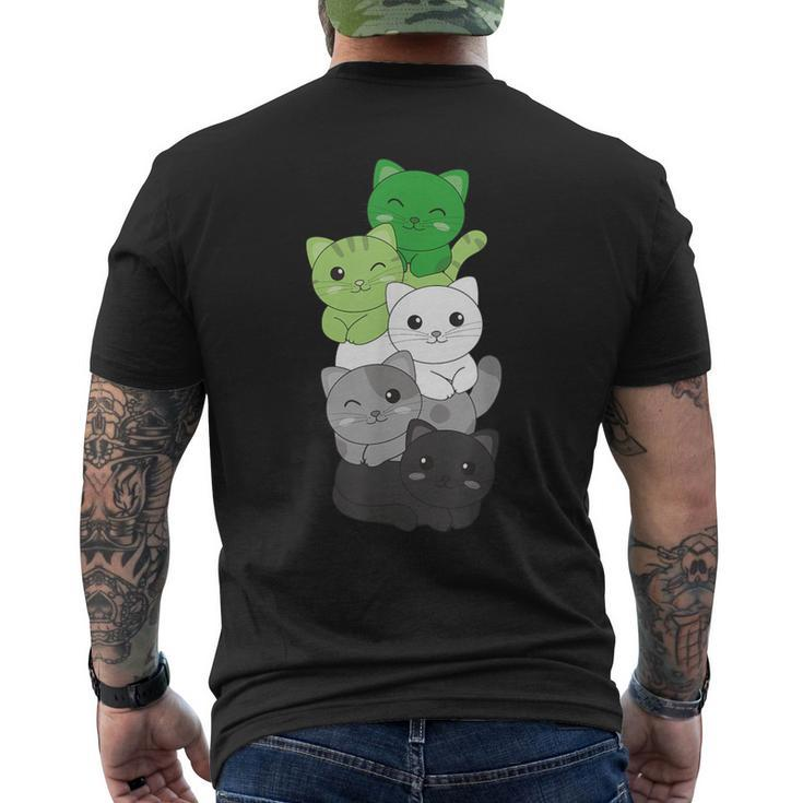 Aromantic Flag Pride Lgbtq Cats Aromantic Cat Men's T-shirt Back Print