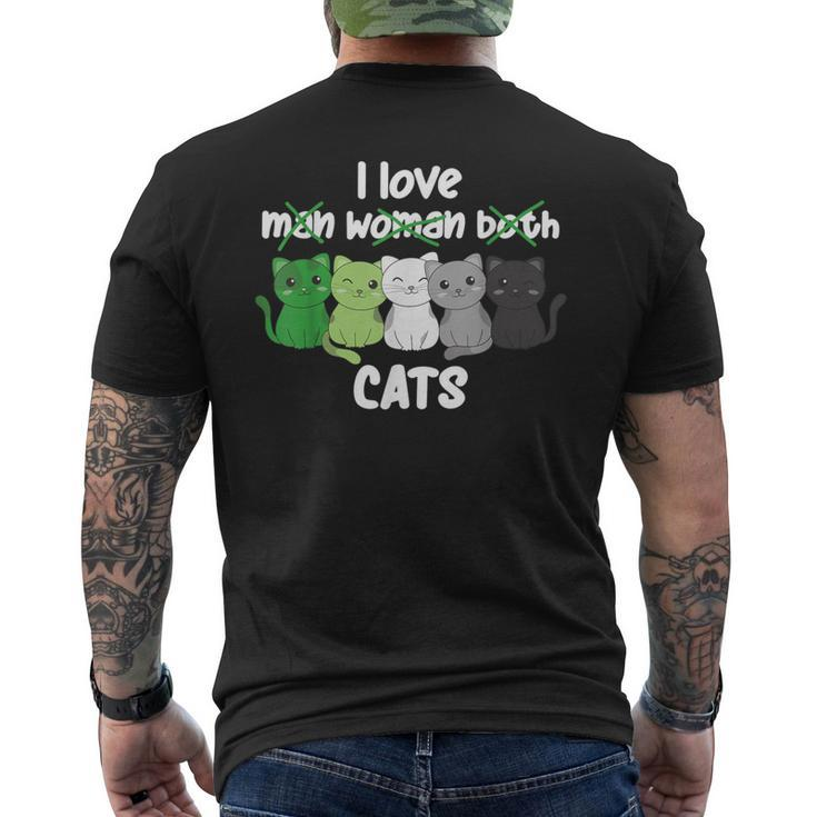 Aromantic Flag Pride Lgbtq Cats Cute Aromantic Cat Men's T-shirt Back Print