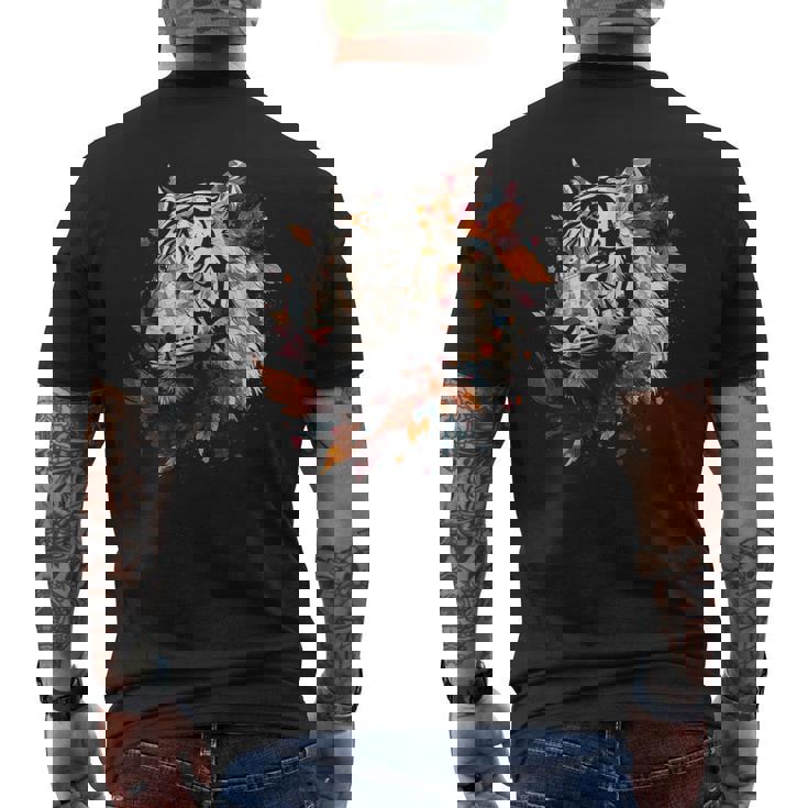 Arte De Tigre Otoño Hojas Zoo Animal Tigre Camiseta Hombre Estampado Espalda