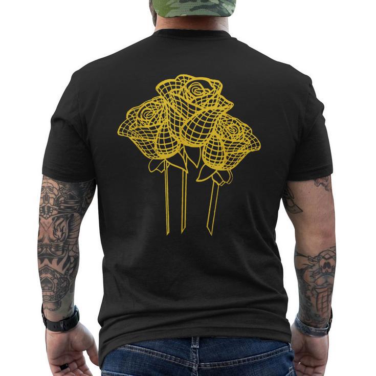 Artistic Yellow Roses Geometric Line Drawing Men's T-shirt Back Print