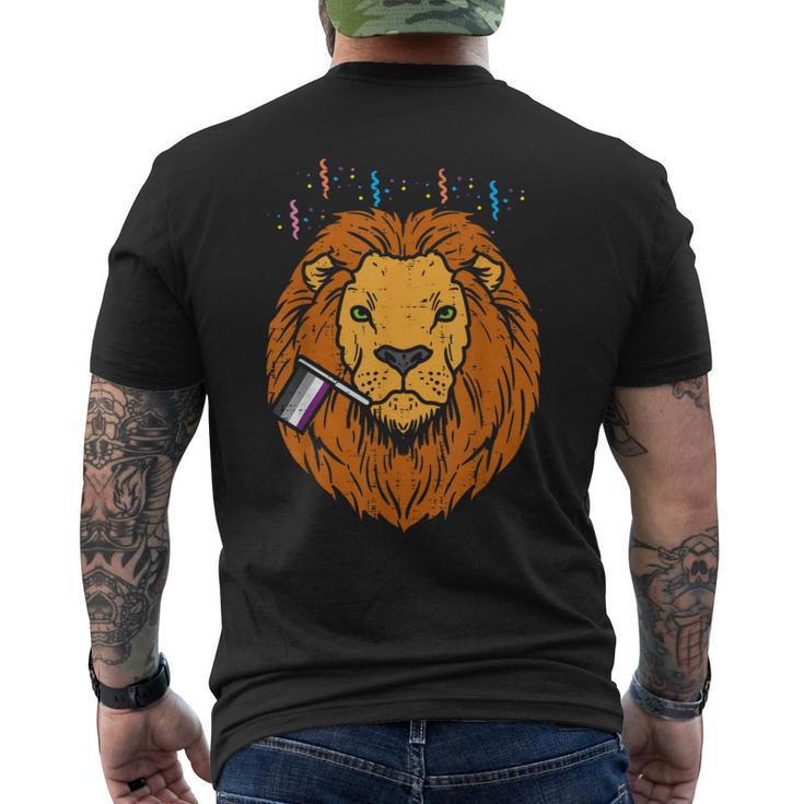 Asexual Flag Lion Lgbt Pride Month Ace Pride Stuff Animal Men's T-shirt Back Print