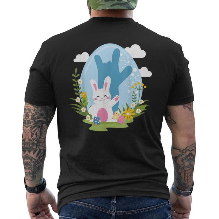 Asl Easter Bunny Reflection I Love You Hand Sign Language Men's T-shirt Back Print