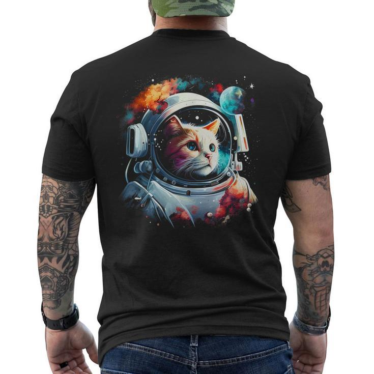 Astronaut Cat Or Space Cat On Galaxy Cat Lover Men's T-shirt Back Print